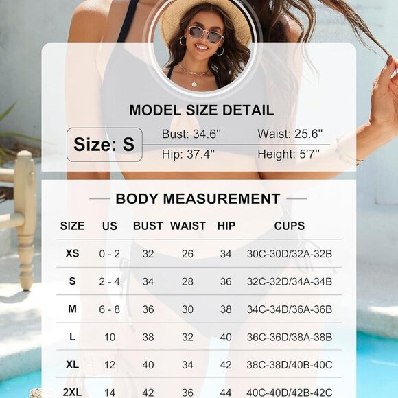 Women's Striped Blue Cheeky Bikini Set 2025 - Picture 4 of 6